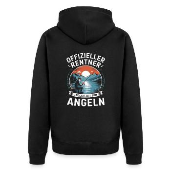 Offizieller Rentner: Endlich Zeit zum Angeln Shirt - Unisex Premium Bio Zip Hoodie - Schwarz - Hinten - Nico (187cm)
