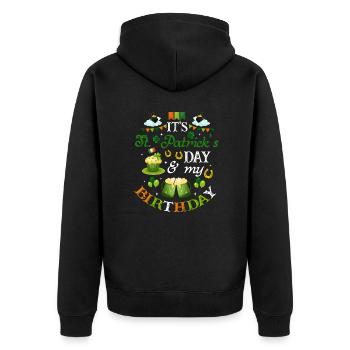 Anniversaire de la Saint-Patrick - Veste à capuche bio Premium Unisexe - noir - Dos - Nico (187cm)