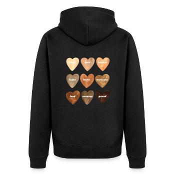 Melanin Teacher Hearts - Unisex Premium Organic Zip Hoodie - black - Back - Nico (187cm)