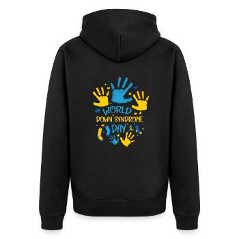World Down Syndrome Day Hand Print Women - Unisex Premium Organic Zip Hoodie - black - Back - Nico (187cm)