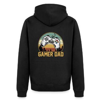 Gamer Dad Vintage Retro Matching - Unisex Premium Bio Zip Hoodie - Schwarz - Hinten - Nico (187cm)
