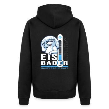 Eisbader Eisbär Winterschwimmen Minusgrad Frost - Unisex Premium Bio Zip Hoodie - Schwarz - Hinten - Nico (187cm)