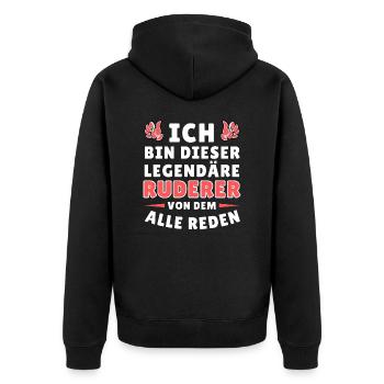 Ich bin dieser legendäre Ruderer - Unisex Premium Bio Zip Hoodie - Schwarz - Hinten - Nico (187cm)