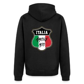 Italy - Unisex Premium Organic Zip Hoodie - black - Back - Nico (187cm)