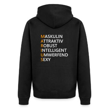 Marius Name Geschenk - Unisex Premium Bio Zip Hoodie - Schwarz - Hinten - Nico (187cm)