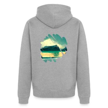 Belle nature, paysage - Veste à capuche bio Premium Unisexe - gris chiné - Dos - Nico (187cm)
