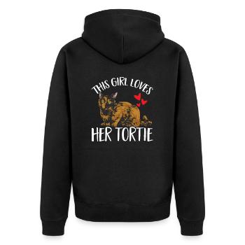 Schildpatt Katze Tortoiseshell Cat Tortie - Unisex Premium Bio Zip Hoodie - Schwarz - Hinten - Nico (187cm)