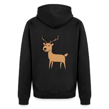 Deer Comic Animal - Unisex Premium Organic Zip Hoodie - black - Back - Nico (187cm)