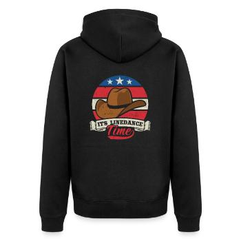 Linedance Linedancing USA Country Fan - Geschenk - Unisex Premium Bio Zip Hoodie - Schwarz - Hinten - Nico (187cm)