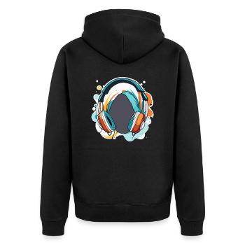 Kopfhörer / Audio / Musik / Klang / Studio / cool - Unisex Premium Bio Zip Hoodie - Schwarz - Hinten - Nico (187cm)