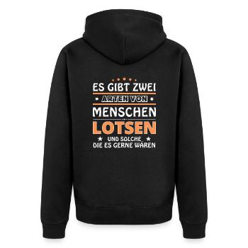 Lotse Geschenk - zwei Arten von... Design - Unisex Premium Bio Zip Hoodie - Schwarz - Hinten - Nico (187cm)