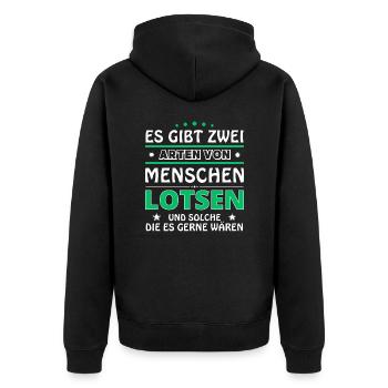 Lotse Geschenk - zwei Arten von... Design - Unisex Premium Bio Zip Hoodie - Schwarz - Hinten - Nico (187cm)