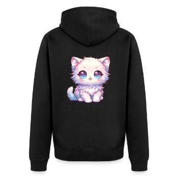 Anime Babykatze - Unisex Premium Bio Zip Hoodie - Schwarz - Hinten - Nico (187cm)