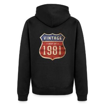 43 Years Old Vintage 1981 Limited Edition 43rd - Unisex Premium Organic Zip Hoodie - black - Back - Nico (187cm)