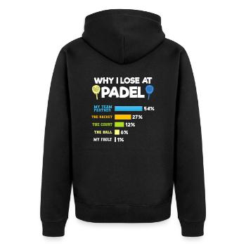 Padel Paddel Schläger Tennis Sport I Geschenk - Unisex Premium Bio Zip Hoodie - Schwarz - Hinten - Nico (187cm)