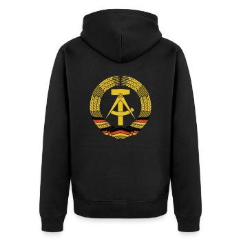 GDR Coat of Arms, East, Ossi Gift - Unisex Premium Organic Zip Hoodie - black - Back - Nico (187cm)
