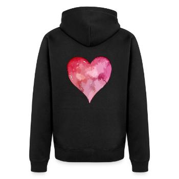 Heart icon watercolors - Unisex Premium Organic Zip Hoodie - black - Back - Nico (187cm)