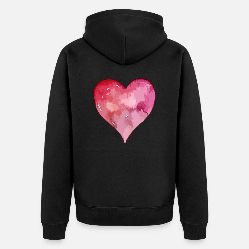 Icône de coeur aquarelles - Veste à capuche bio Premium Unisexe - noir