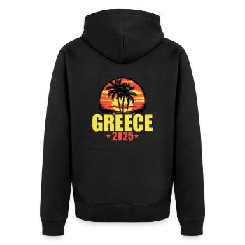 Grèce 2025 Vacances Palmiers Colorés - Veste à capuche bio Premium Unisexe - noir - Dos - Nico (187cm)