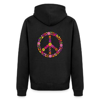 Peace, Floral Wreath, Peace Sign, Gift - Unisex Premium Organic Zip Hoodie - black - Back - Nico (187cm)