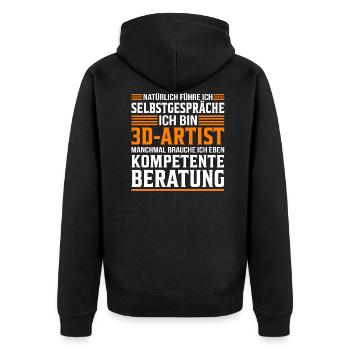 3D Artisten 3D-Artist Spruch witzig - Unisex Premium Bio Zip Hoodie - Schwarz - Hinten - Nico (187cm)