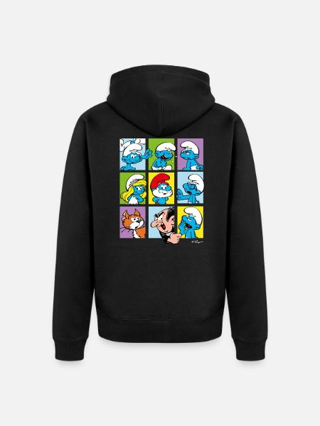 The Smurfs Gift Tiles - Unisex Premium Organic Zip Hoodie - black