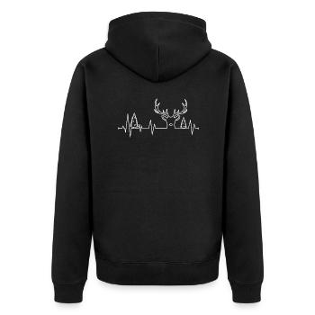 Schwarzwald Puls Design für Schwarzwälder - Unisex Premium Bio Zip Hoodie - Schwarz - Hinten - Nico (187cm)