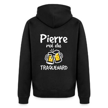 Pierre Roi Du Traquenard - Humour De Pierre - Veste à capuche bio Premium Unisexe - noir - Dos - Nico (187cm)