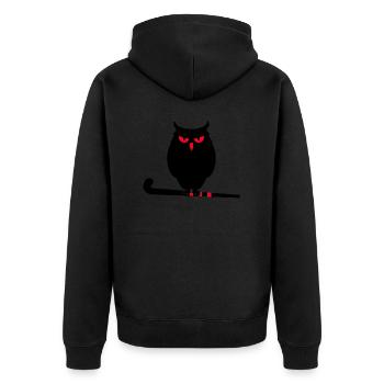 Joueur de hockey sur gazon Amateur de hockey « Hibou de hockey » - Veste à capuche bio Premium Unisexe - noir - Dos - Nico (187cm)