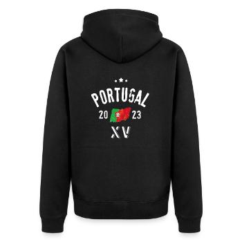 Sth Africa XV Rugby-Nationalmannschaft - Unisex Premium Bio Zip Hoodie - Schwarz - Hinten - Nico (187cm)