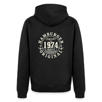 50. Geburtstag 2024 Hamburger Original Geschenk - Unisex Premium Bio Zip Hoodie - Schwarz - Hinten - Nico (187cm)
