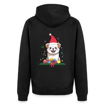 Hunde-Weihnachten - Unisex Premium Bio Zip Hoodie - Schwarz - Hinten - Nico (187cm)
