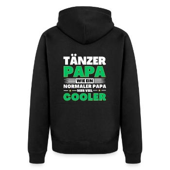 Tänzer Papa wie ein normaler nur viel cooler - Unisex Premium Bio Zip Hoodie - Schwarz - Hinten - Nico (187cm)
