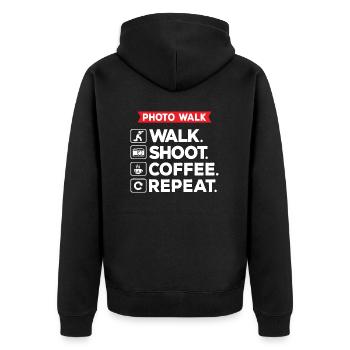 Photowalk - Unisex Premium Bio Zip Hoodie - Schwarz - Hinten - Nico (187cm)