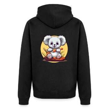 Clumsy koala with sushi - Unisex Premium Organic Zip Hoodie - black - Back - Nico (187cm)