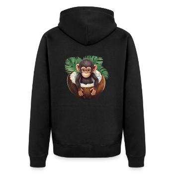 Monkey bathes in coconut - Funny summer design - Unisex Premium Organic Zip Hoodie - black - Back - Nico (187cm)