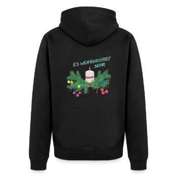 Weihnachten - Tannenbaum - Weihnachtsmann Feiertag - Unisex Premium Bio Zip Hoodie - Schwarz - Hinten - Nico (187cm)