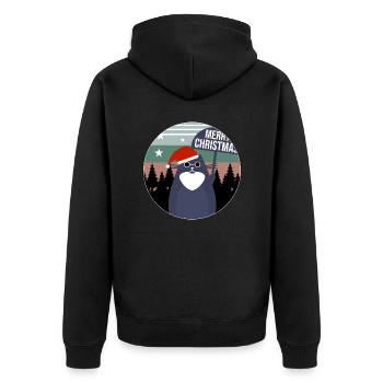 Katze Weihnachten Geschenkidee - Unisex Premium Bio Zip Hoodie - Schwarz - Hinten - Nico (187cm)