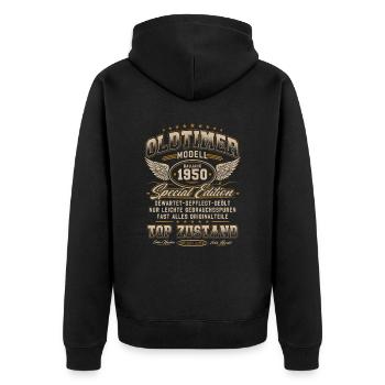 Oldtimer Baujahr 1950 Jahrgang Geburtstag Geschenk - Unisex Premium Bio Zip Hoodie - Schwarz - Hinten - Nico (187cm)