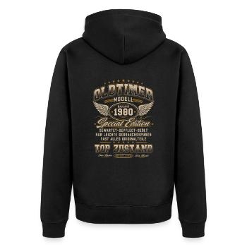 Oldtimer Baujahr 1980 Jahrgang Geburtstag Geschenk - Unisex Premium Bio Zip Hoodie - Schwarz - Hinten - Nico (187cm)