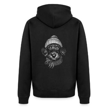 Wire-haired Dachshund Bobble Hat Dog Dog Dachshund - Unisex Premium Organic Zip Hoodie - black - Back - Nico (187cm)