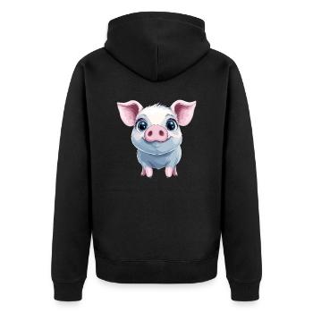 Cochon rose heureux - Veste à capuche bio Premium Unisexe - noir - Dos - Nico (187cm)