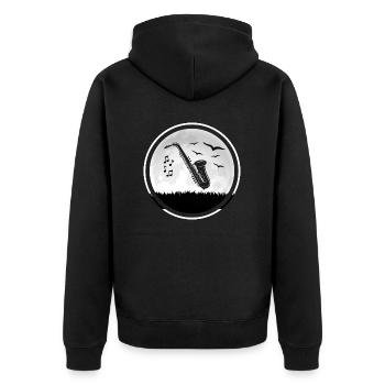 Saxophon Saxophonist "Jazz-Romantik" Saxophonmusik - Unisex Premium Bio Zip Hoodie - Schwarz - Hinten - Nico (187cm)
