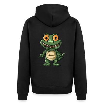 Alligator Halloween Zombie - Unisex Premium Organic Zip Hoodie - black - Back - Nico (187cm)