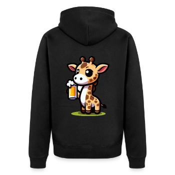 Cute Giraffe Drinking Beer - Unisex Premium Bio Zip Hoodie - Schwarz - Hinten - Nico (187cm)