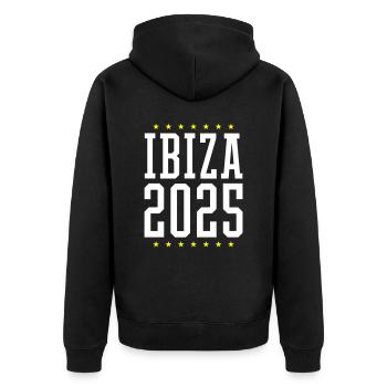 Ibiza 2025 - Unisex Premium Organic Zip Hoodie - black - Back - Nico (187cm)