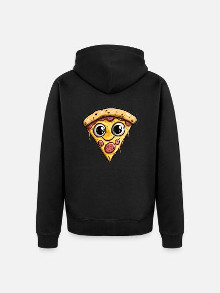 Fröhliches Pizza-Stück - Unisex Premium Bio Zip Hoodie - Schwarz