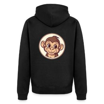 Cheerful monkey with a smile - Unisex Premium Organic Zip Hoodie - black - Back - Nico (187cm)