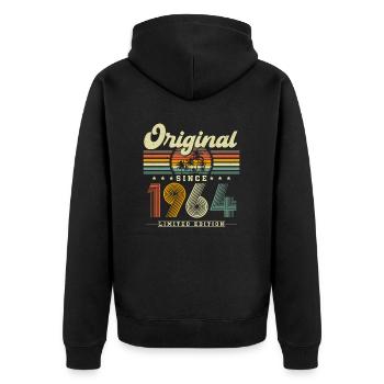 1964 Jahrgang Vintage Retro Geburtstag Geschenk - Unisex Premium Bio Zip Hoodie - Schwarz - Hinten - Nico (187cm)