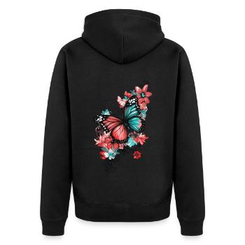 Papillon Fleurs Coloré Coloré Beau Art - Veste à capuche bio Premium Unisexe - noir - Dos - Nico (187cm)